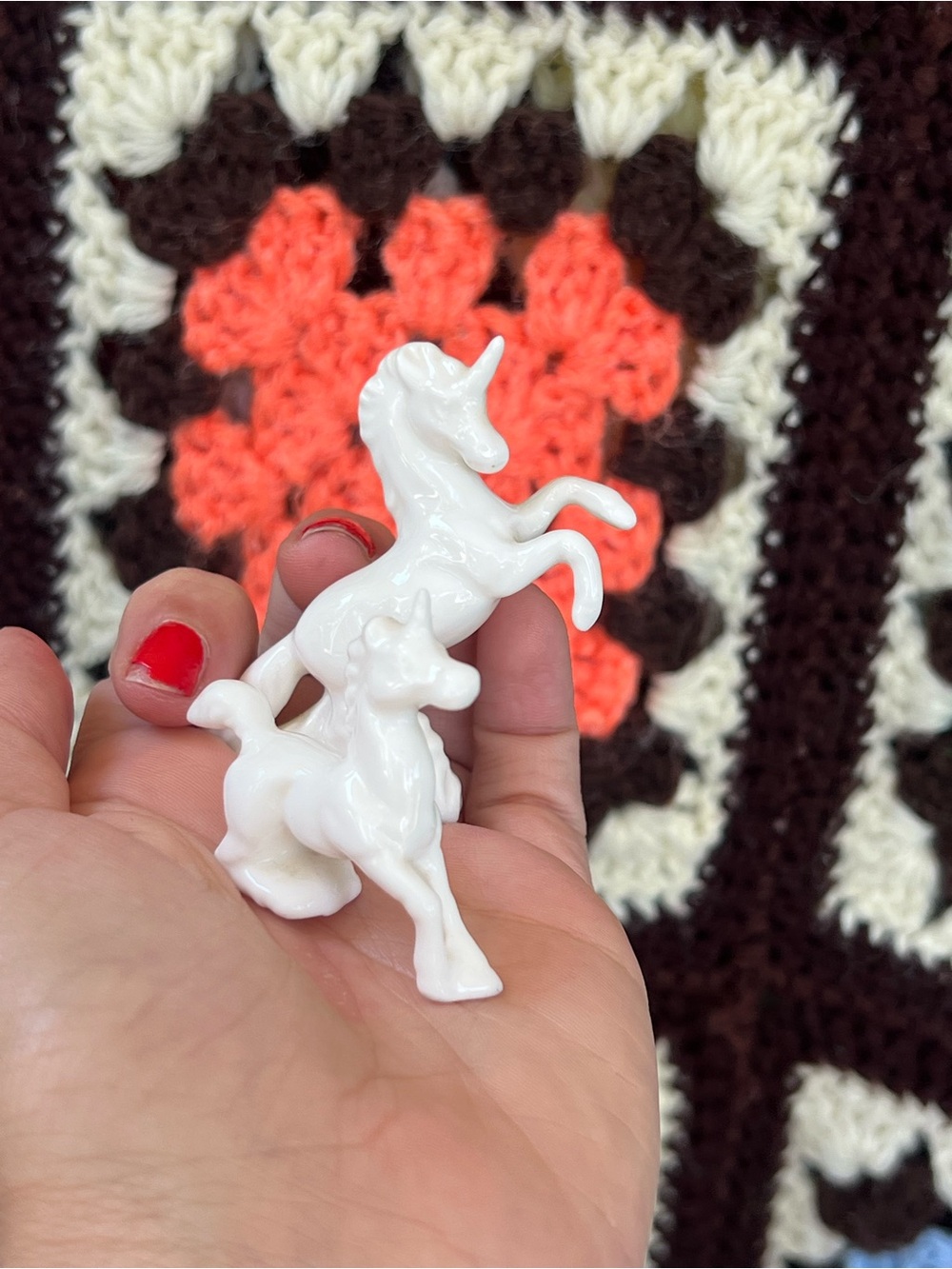 Vintage White Bone China Japan Unicorn Pair Mini Porcelain Fantasy Figurines